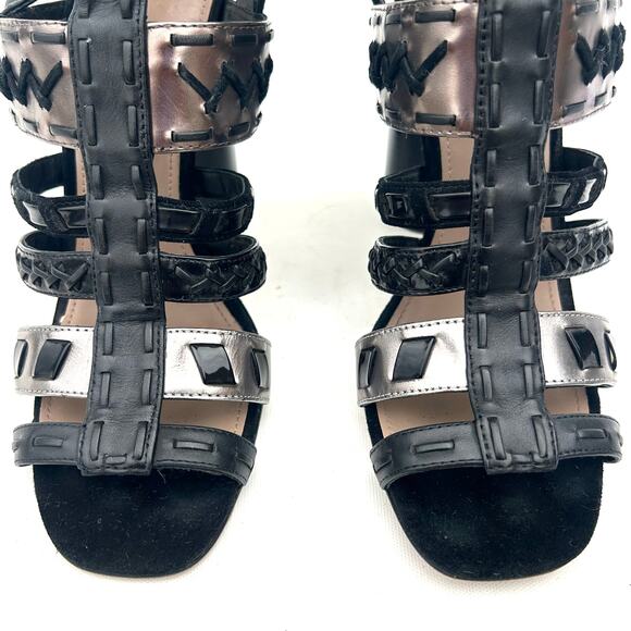 Donald J Pliner Bindy Block Cage Heels Gladiator Strappy Studded Metallic 9 - Picture 5 of 12